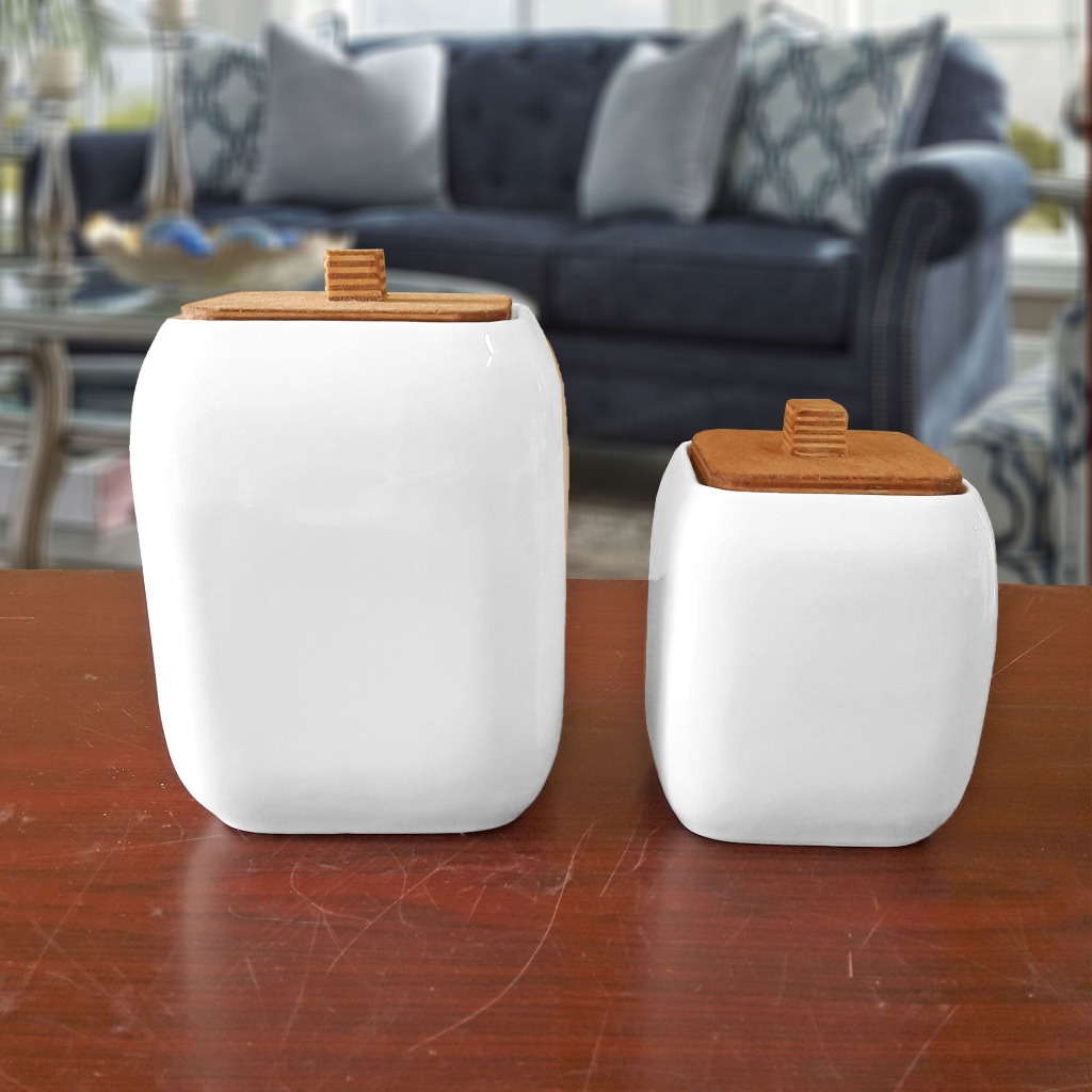 جاادویه سرامیکی طرح مربعی کوچک درب چوبی