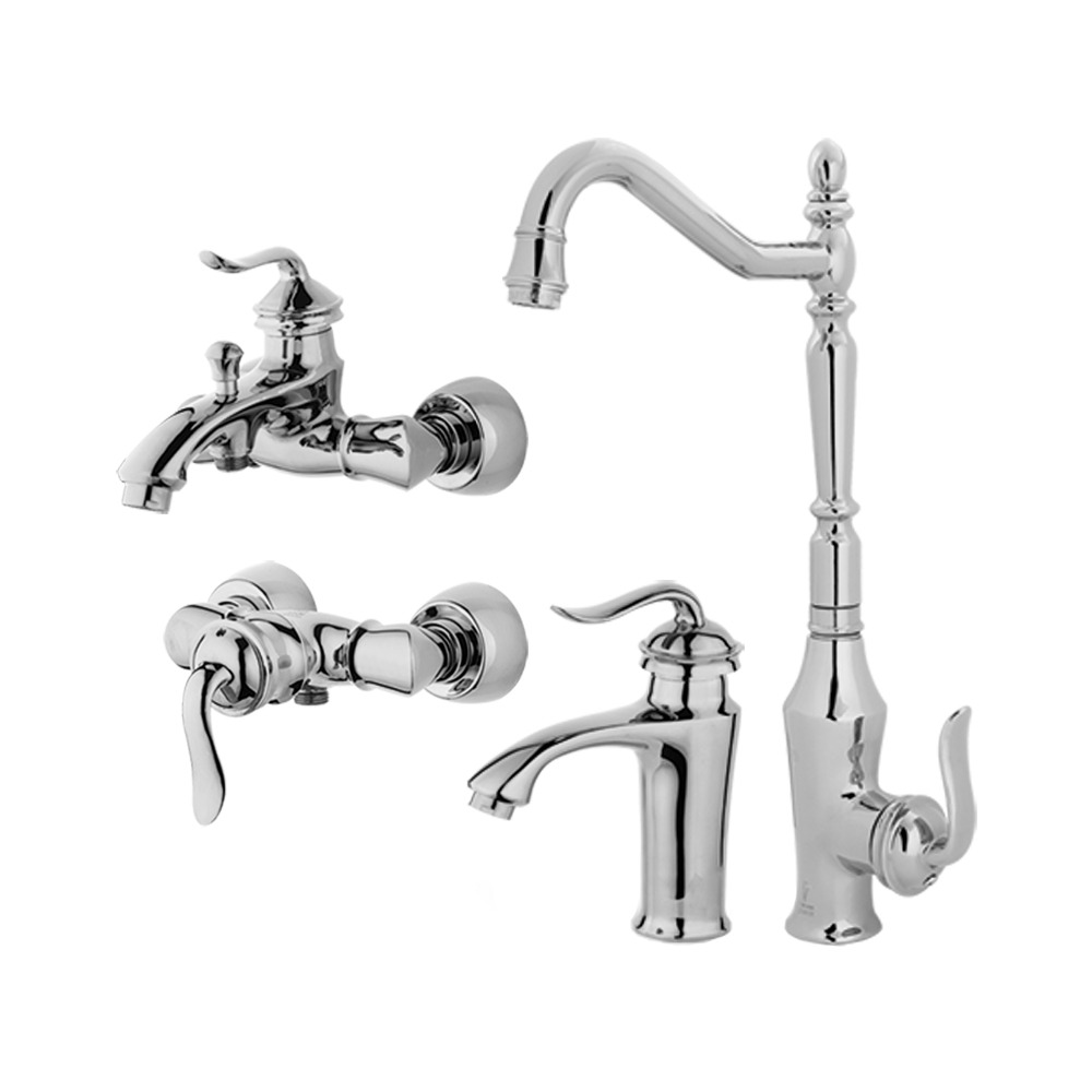 ست شیرآلات 4 تکه مدل بامبو کروم (ارسال رایگان)