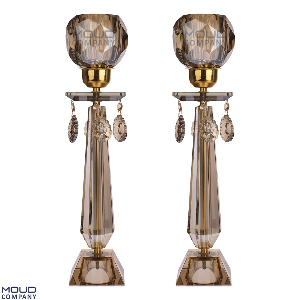شمعدان کریستالی مدل 2244 شام مجموعه 2 عددی (موعود)