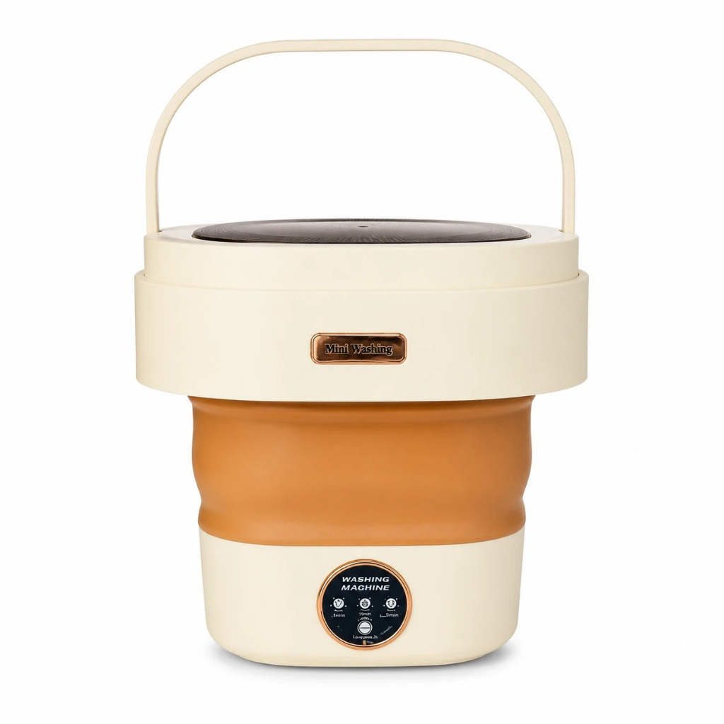 مینی واش تاشو پرتابل مسافرتی لوکس 7 لیتری رنگ کرم Portable Folding Mini Washing Machine Luxury Edition Cream