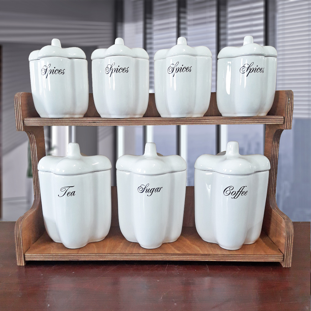 پاسماوری طرح فلفلی مجموعه ی 7 عددی با استند چوبی