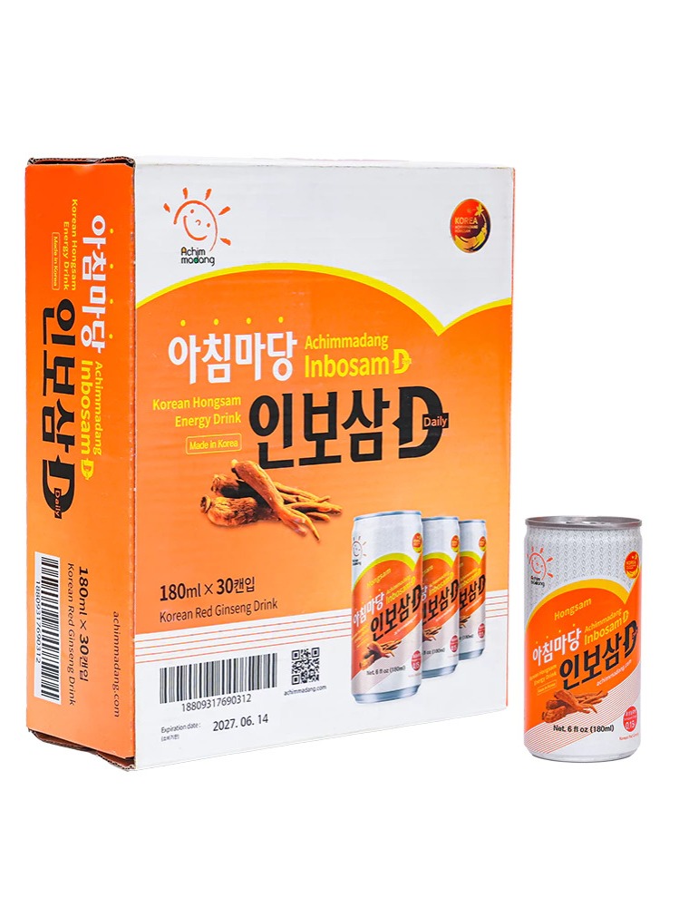 کارتن 30 عددی نوشیدنی انرژی زا جینسینگ قرمز اینبوسام‌ دی آچیمدانگ کره ای اورجینال قوطی 180 میلی لیتر INBOSAMD Achimmadang