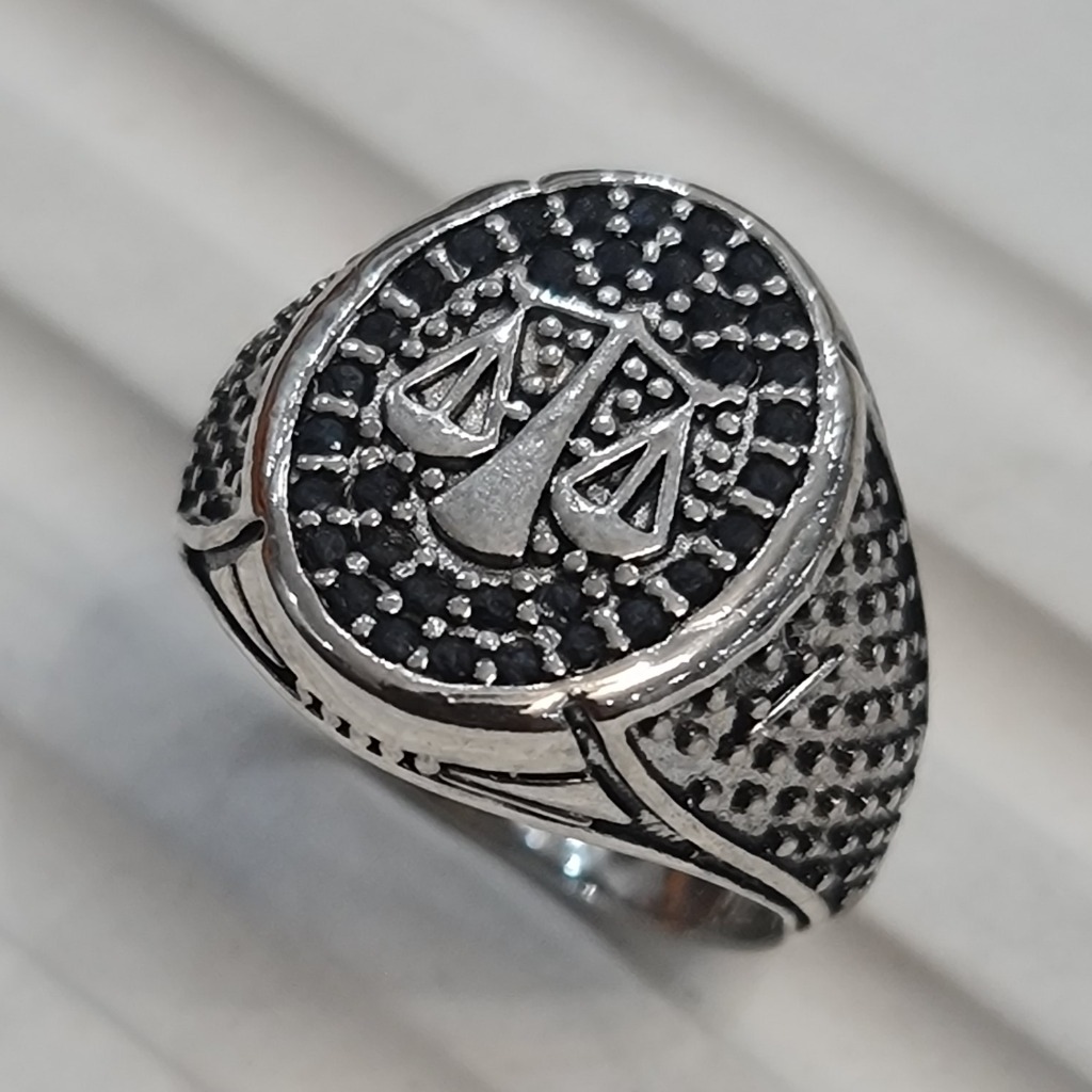 انگشتر ترازو عدالت طرح نقره