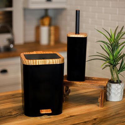 سطل و فرچه دو جداره طرح چوب دو حالته (پدالی و بادبزنی) – توالت‌شوی با کیفیت