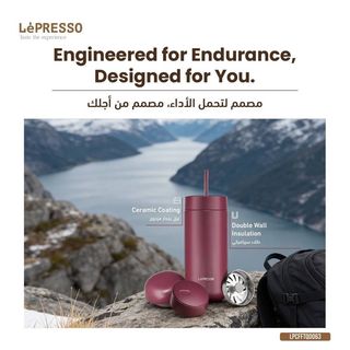 تراول ماگ 3 کاره LePRESSO مدل TripleQuench | فلاسک سرامیکی 470 میل با نگهداری 24 ساعته سرد و 12 ساعته گرم