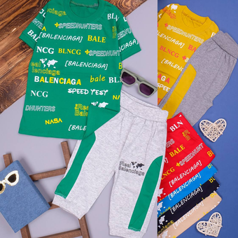 تیشرت شلوارک پسرانه چاپ انگلیسی