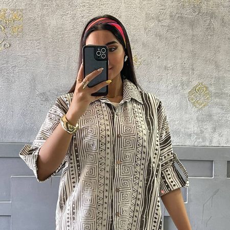 شومیز لینن طرح  دار