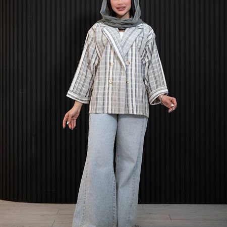 مانتو کتی لینن راه راه