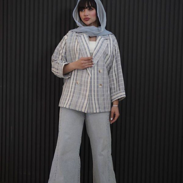 مانتو کتی لینن راه راه