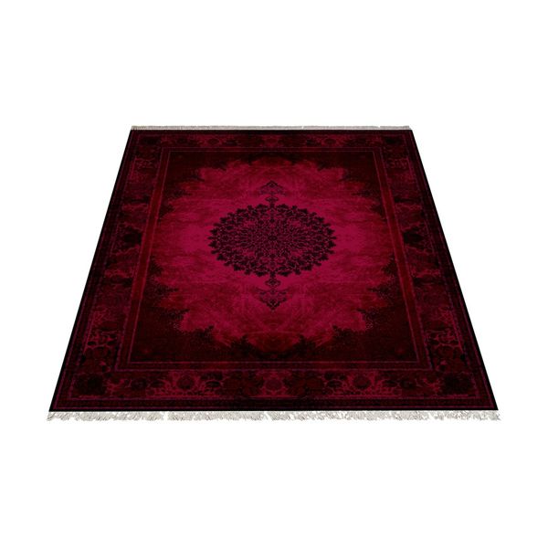 فرش ماشینی زانیس طرح افشان زمینه لاکی جدید