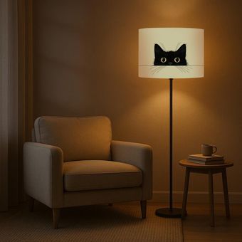 آباژور کنارسالنی پایه بلند طرح گربه سیاه