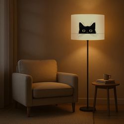 آباژور کنارسالنی پایه بلند طرح گربه سیاه