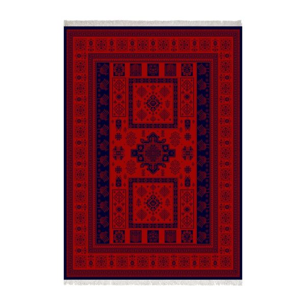 فرش ماشینی زانیس طرح هندسی قرمز جدید