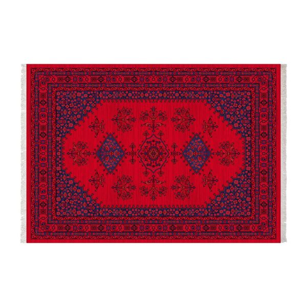 فرش ماشینی زانیس طرح عشایری زمینه قرمز