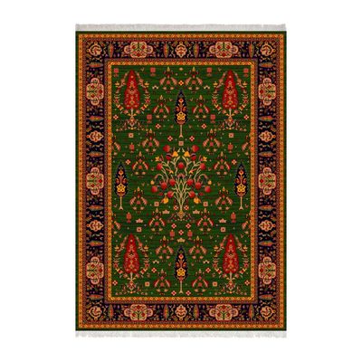 فرش ماشینی زانیس طرح درخت زمینه سبز جدید