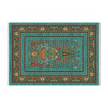 فرش ماشینی زانیس طرح حاشیه دار زمینه فیروزه ای جدید