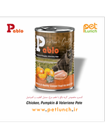 کنسرو مخصوص گربه بالغ پابلو با طعم مرغ و سنبل الطیب و کدوتنبل وزن 400 گرم