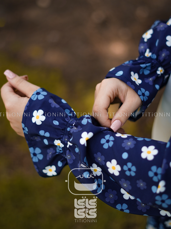 لباس ساحلی زنانه تیتیونینی | کرپ فلور خنک | یقه چپراستی و دامن چیندار | فری سایز