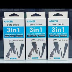 کابل تبدیل USB به MicroUSB / Type-C / Lightining انکر مدل AK-101