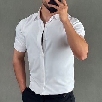 پیراهن دوشین آستین کوتاه سفید