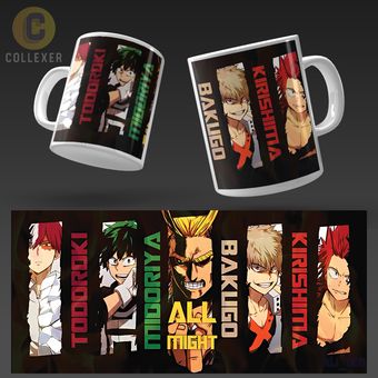 ماگ انیمه آکادمی قهرمان من (My Hero Academia) کد 01 (سفید ، مشکی ، حرارتی)