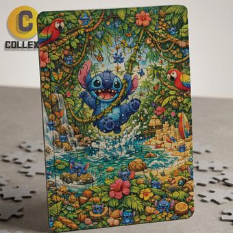 پازل چوبی کودکانه طرح استیچ آبی (Stitch)  - کد 01
