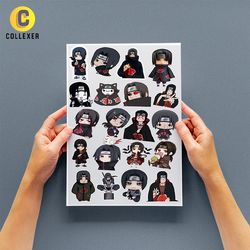 استیکر پک بدون برش انیمه ناروتو طرح ایتاچی اوچیها (Itachi Uchiha) Naruto - شیت برچسب A4 و A5 - کد 01