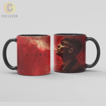 ماگ سریال پیکی بلایندرز طرح توماس شلبی (Tommy Shelby) Peaky Blinders کد 01 (سفید ، مشکی ، حرارتی)