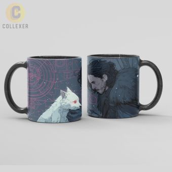ماگ سریال بازی تاج و تخت طرح جان اسنو (Jon Snow) Game of Thrones کد 01 (سفید ، مشکی ، حرارتی)