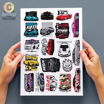 استیکر پک بدون برش خودروهای اسپرت (Sports Cars) - شیت برچسب A4 و A5 - کد 01
