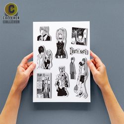 استیکر پک بدون برش انیمه دفترچه مرگ (Death Note) - شیت برچسب A4 و A5 - کد 01