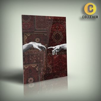 تابلو شاسی هنری کلاسیک طرح دستان با پس زمینه فرش در سایزبندی متنوع - کد 01