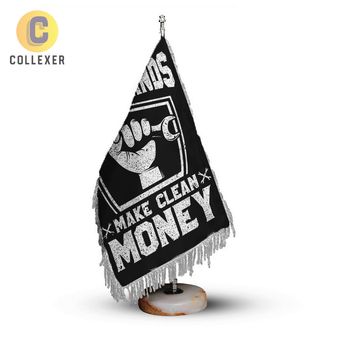 پرچم رومیزی طرح مکانیک (Mechanic) کد 01 - ریشه تک (رنگ انتخابی) مخمل پایه سنگی