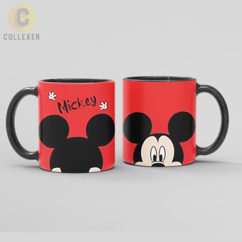 ماگ طرح میکی موس (Mickey Mouse) - کد 01 (سفید ، مشکی ، حرارتی)