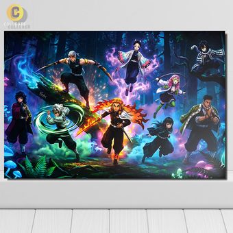 متال پوستر انیمه شیطان کش طرح هاشیرا ها (Hashira) Demon Slayer - کد 01