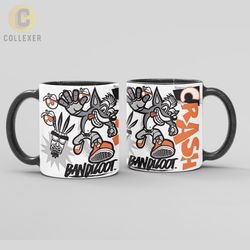 ماگ طرح بازی کراش بندیکوت (Crash Bandicoot) کد 01 (سفید ، مشکی ، حرارتی)