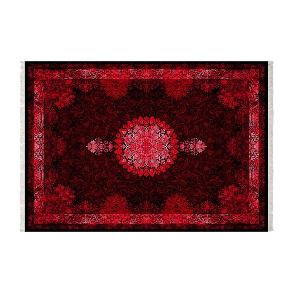 فرش ماشینی زانیس گل نشان رنگ لاکی جدید