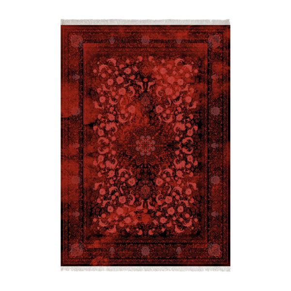 فرش ماشینی زانیس طرح کهنه نما زمینه قرمز جدید