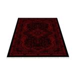 فرش ماشینی زانیس مدل گل نشان زمینه لاکی جدید