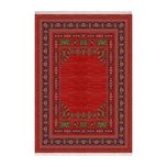 فرش ماشینی زانیس طرح اسلیمی درختی زمینه قرمز جدید