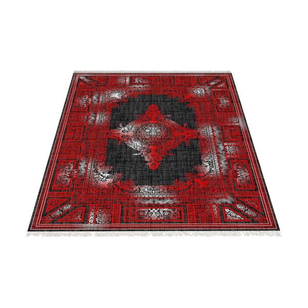 فرش ماشینی زانیس طرح وینتیج زمینه قرمز