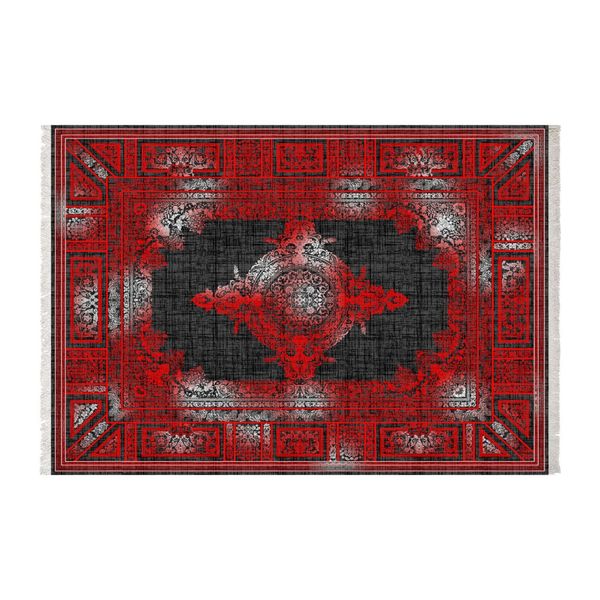 فرش ماشینی زانیس طرح وینتیج زمینه قرمز