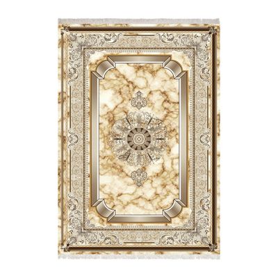 فرش ماشینی زانیس طرح سنگ زمینه کرم جدید