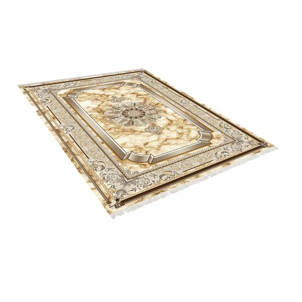 فرش ماشینی زانیس طرح سنگ زمینه کرم جدید