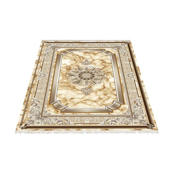 فرش ماشینی زانیس طرح سنگ زمینه کرم جدید