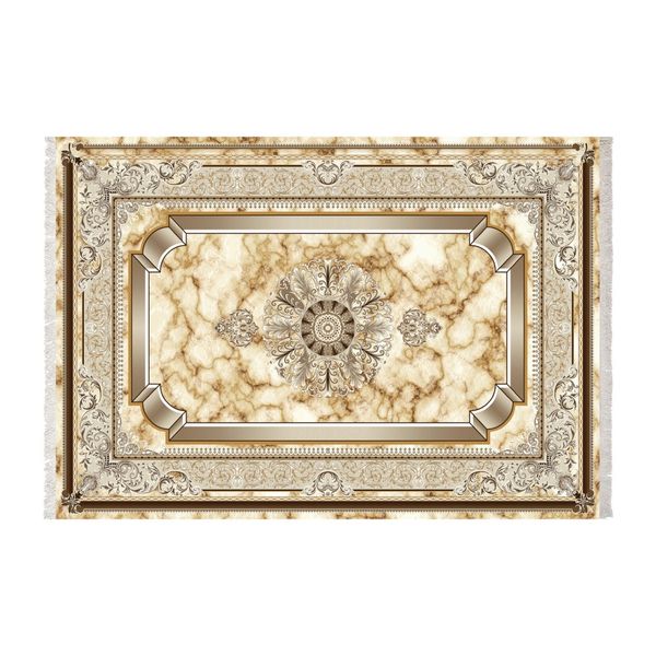 فرش ماشینی زانیس طرح سنگ زمینه کرم جدید