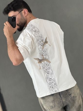 تیشرت گلدوزی ققنوس سفید