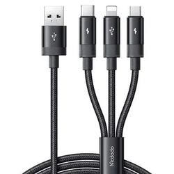 کابل سه‌کاره شارژ 15 وات مک دودو CA-5790 رنگ مشکی گارانتی 12 ماهه شرکتی