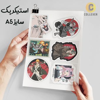 استیکر پک انیمه طرح ترکیبی بدون برش سایز A5 کد 05