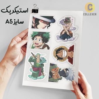 استیکر پک انیمه طرح ترکیبی بدون برش سایز A5 کد 04